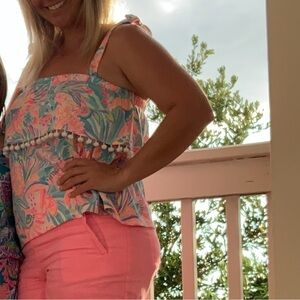 Lilly Pulitzer bow sleeve tank top EUC